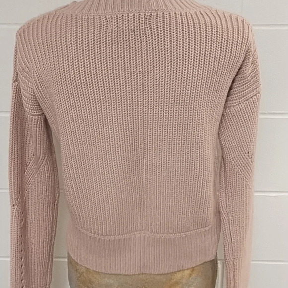 Aeropostale Pink with Metallic Cropped Boxy Sweater Open Knit Side Vent - Picture 3 of 10